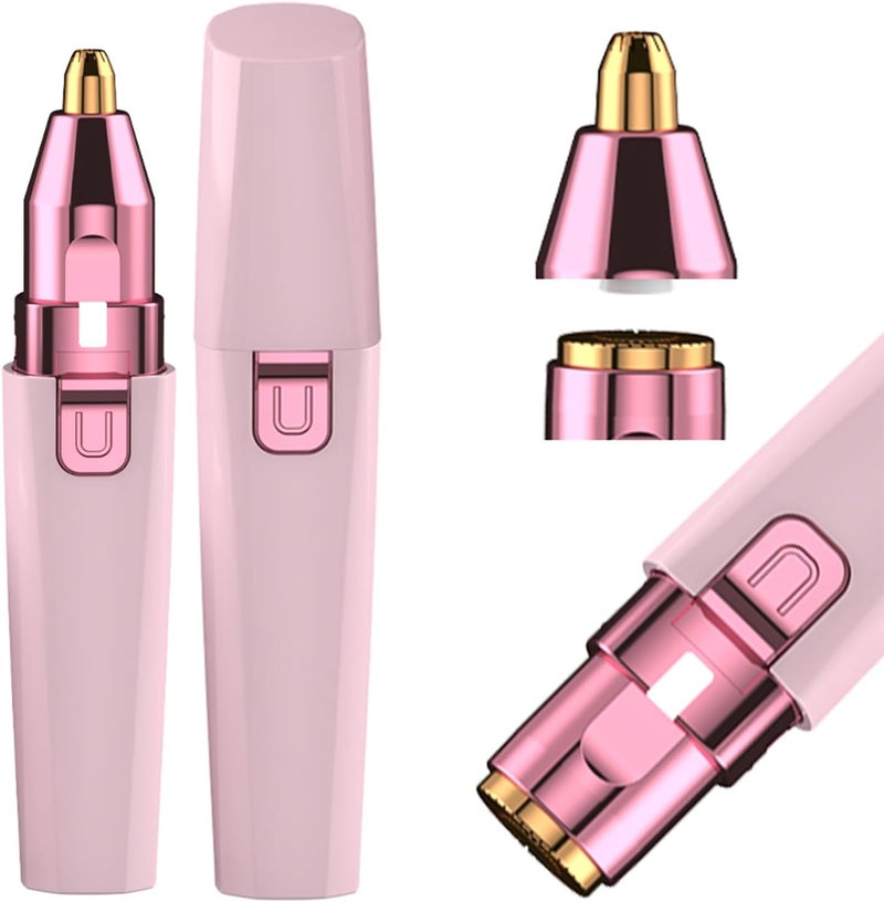 Esermoon Facial Hair Remover for Women - Pink USB Rechargeable Eyebrow Trimmer & Face Shaver with LED Light, 2-in-1 Hair Removal Device for Smooth Skin - Image 1
